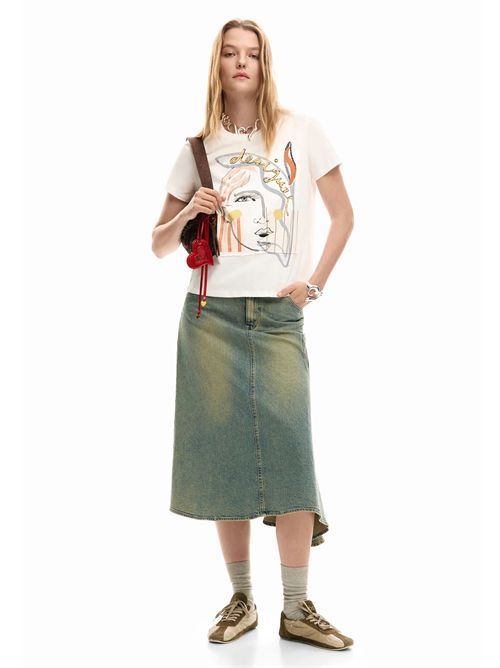 T-shirt con stampa viso astratta 26SWTK51 DESIGUAL | 26SWTK511000