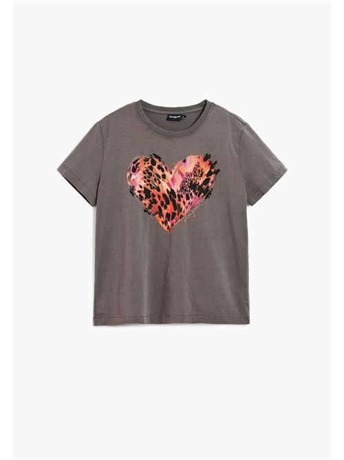 T-shirt con stampa cuore animal print 26SWTK53 DESIGUAL | 26SWTK532001