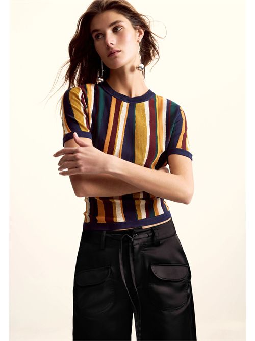 T-shirt in jersey e con stampa a righe disegnata da Mr. Christian Lacroix  26SWTK55 DESIGUAL | 26SWTK559019