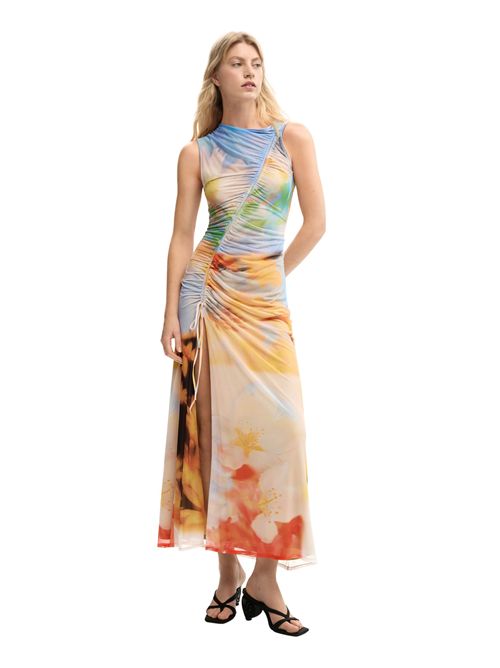 Abito lungo drappeggiato con stampa astratta 26SWVK38 DESIGUAL | 26SWVK389019