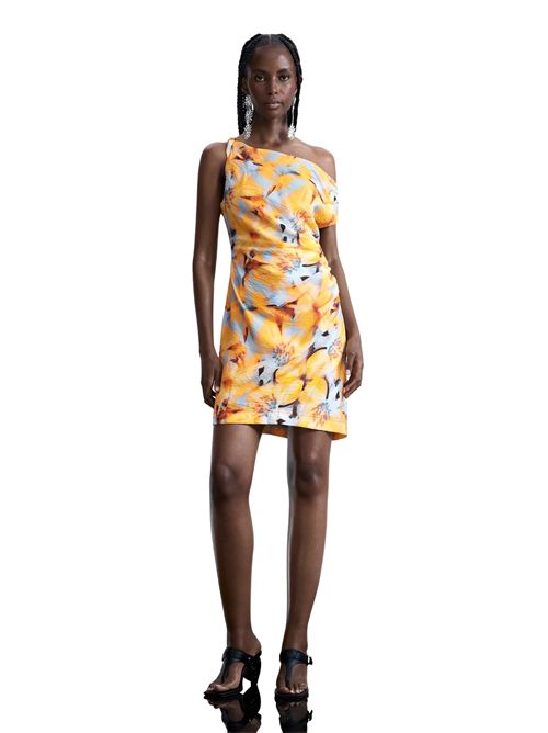 Abito corto con scollo asimmetrico e fantasia floreale 26SWVW50 DESIGUAL | 26SWVW507002