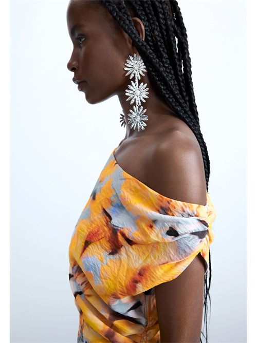 Abito corto con scollo asimmetrico e fantasia floreale 26SWVW50 DESIGUAL | 26SWVW507002