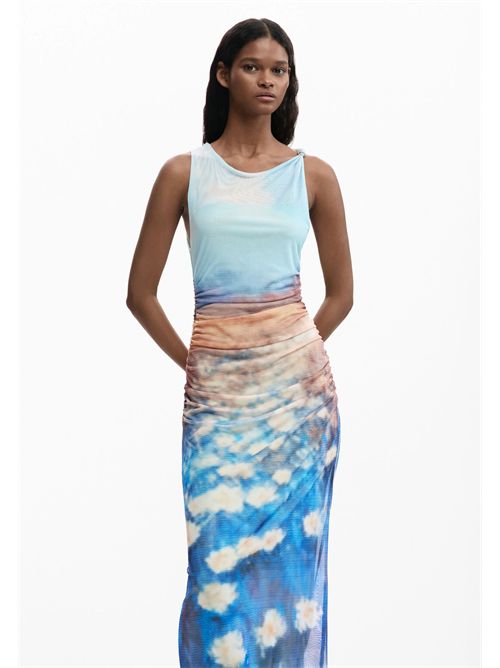 Abito in tulle con drappeggio e stampa impressionista 26SWVK28 DESIGUAL | 26SWVK285045