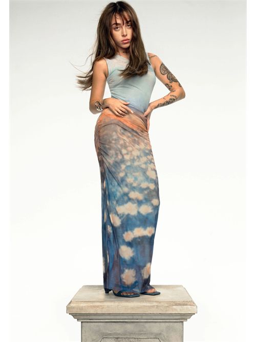 Abito in tulle con drappeggio e stampa impressionista 26SWVK28 DESIGUAL | 26SWVK285045