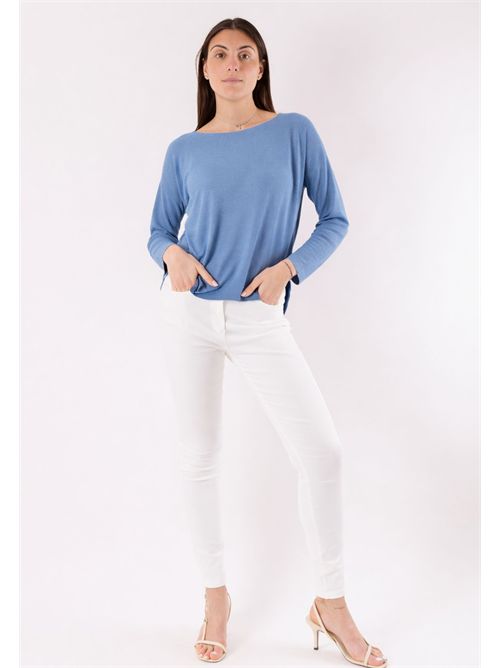 Top with boat neckline and slits 3M1500C KONTATTO | 3M1500CDENIM