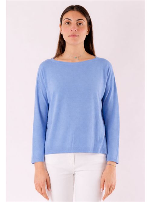 Top with boat neckline and slits 3M1500C KONTATTO | 3M1500CDENIM