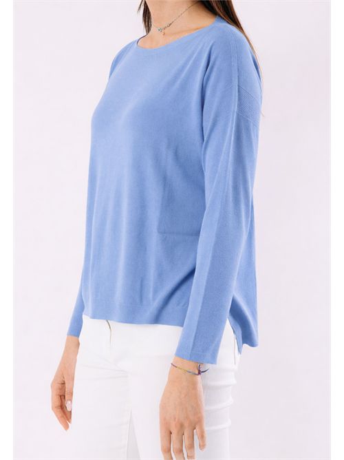 Top with boat neckline and slits 3M1500C KONTATTO | 3M1500CDENIM