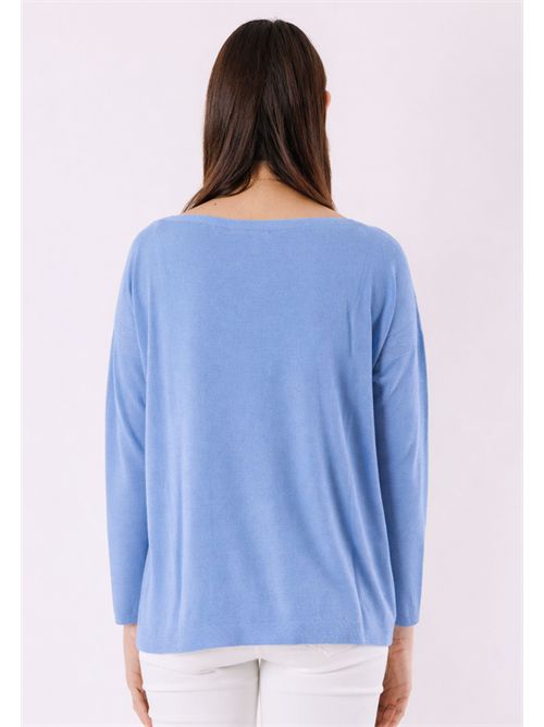 Top with boat neckline and slits 3M1500C KONTATTO | 3M1500CDENIM