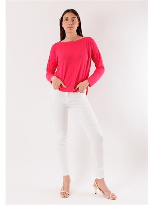 Top with boat neckline and slits 3M1500C KONTATTO | 3M1500CFUXIA