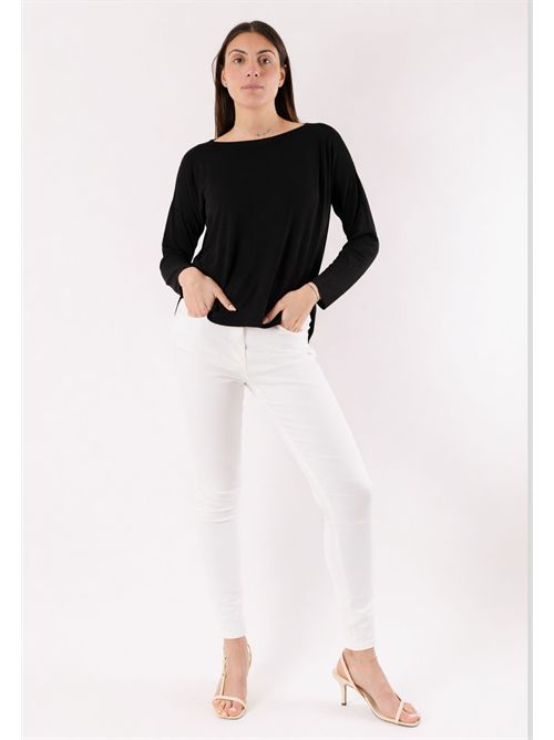 Top with boat neckline and slits 3M1500C KONTATTO | 3M1500CNERO