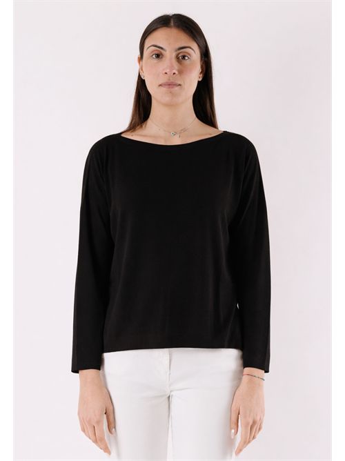 Top with boat neckline and slits 3M1500C KONTATTO | 3M1500CNERO