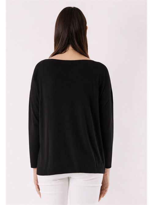 Top with boat neckline and slits 3M1500C KONTATTO | 3M1500CNERO