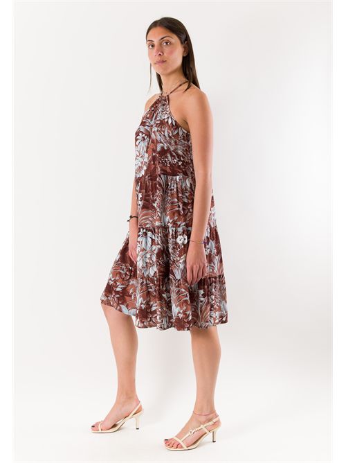 abito corto scollo americana MU4013F KONTATTO | MU4013FJUNGLE MORO