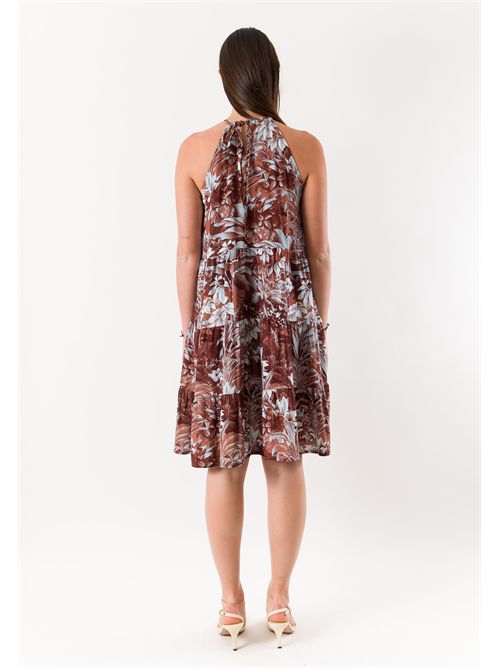 abito corto scollo americana MU4013F KONTATTO | MU4013FJUNGLE MORO