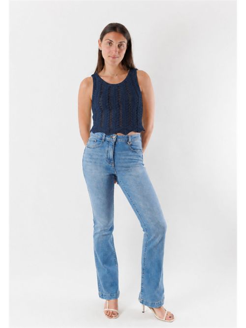 top con ricami 22262 MESANGE | 22262BLU