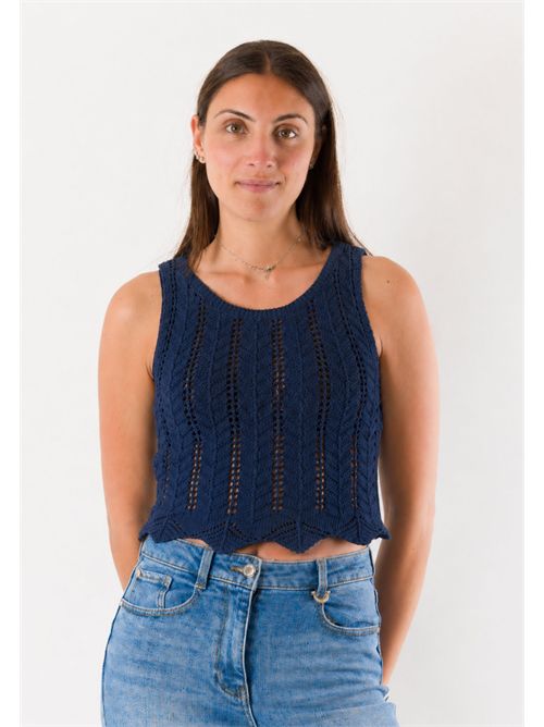 top con ricami 22262 MESANGE | 22262BLU
