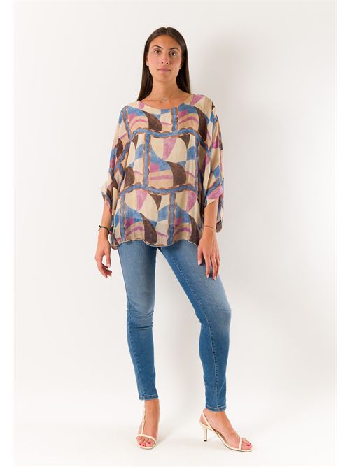 printed blouse in silk blend 46929 MESANGE | 469291612D22