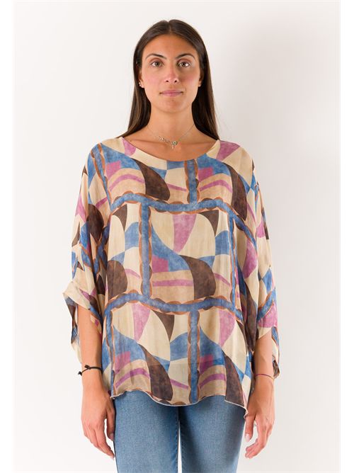 printed blouse in silk blend 46929 MESANGE | 469291612D22