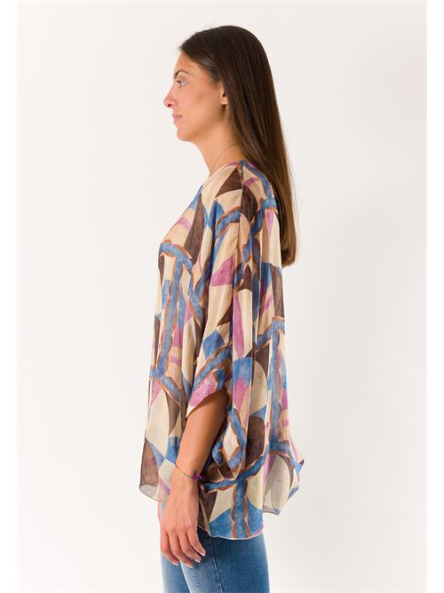 printed blouse in silk blend 46929 MESANGE | 469291612D22
