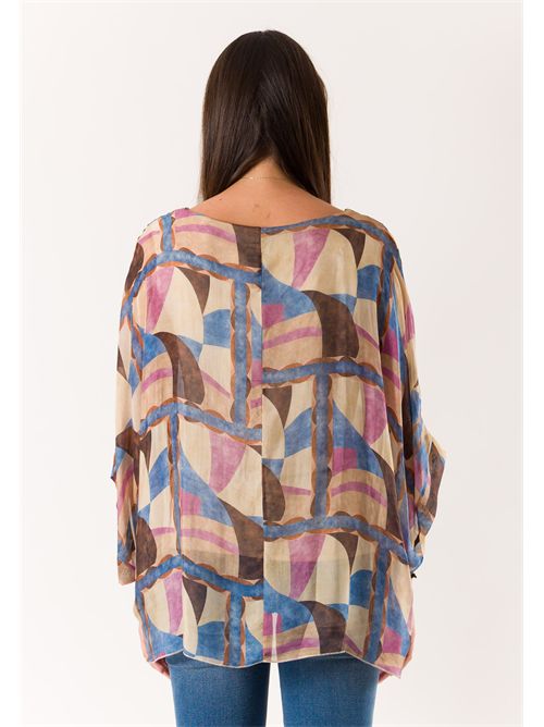 printed blouse in silk blend 46929 MESANGE | 469291612D22