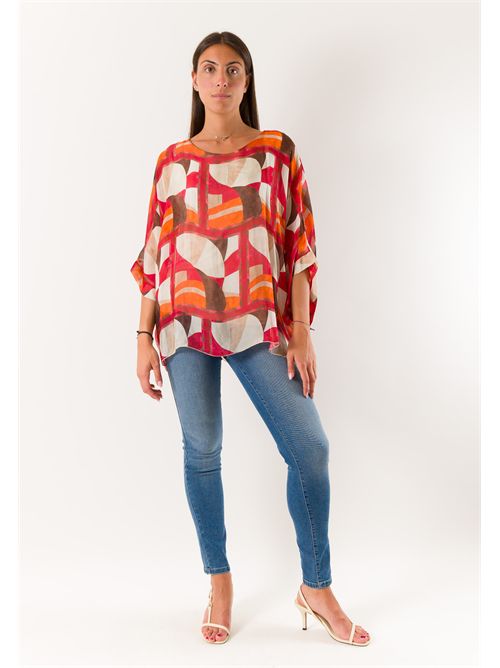 printed blouse in silk blend 46929 MESANGE | 469291612D25