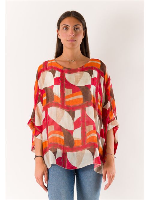 printed blouse in silk blend 46929 MESANGE | 469291612D25