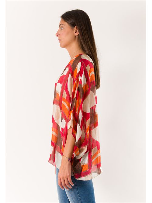 printed blouse in silk blend 46929 MESANGE | 469291612D25