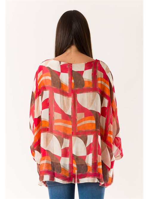 printed blouse in silk blend 46929 MESANGE | 469291612D25
