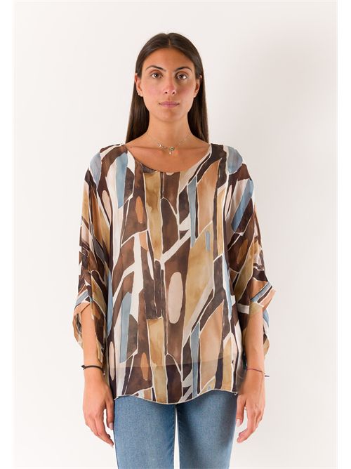 printed blouse in silk blend 46929 MESANGE | 469291821D2