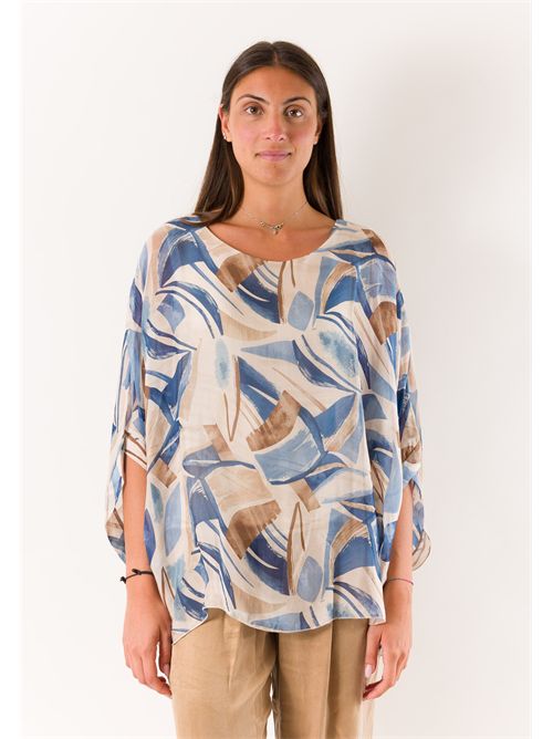 printed blouse in silk blend 46929 MESANGE | 469291849V501