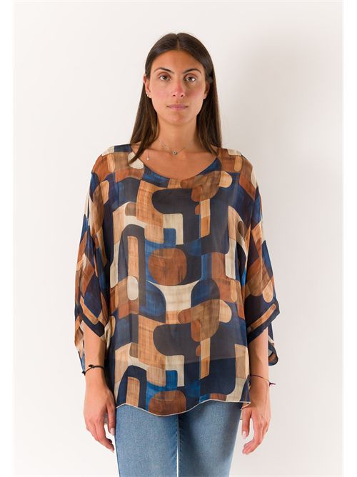printed blouse in silk blend 46929 MESANGE | 469295510D2