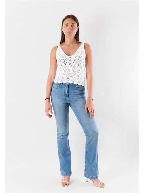 top con ricami  A0783 MESANGE | A0783BIANCO