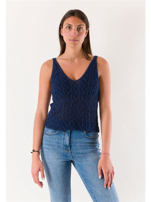 top con ricami  A0783 MESANGE | A0783BLU