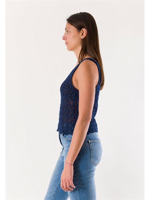 top con ricami  A0783 MESANGE | A0783BLU