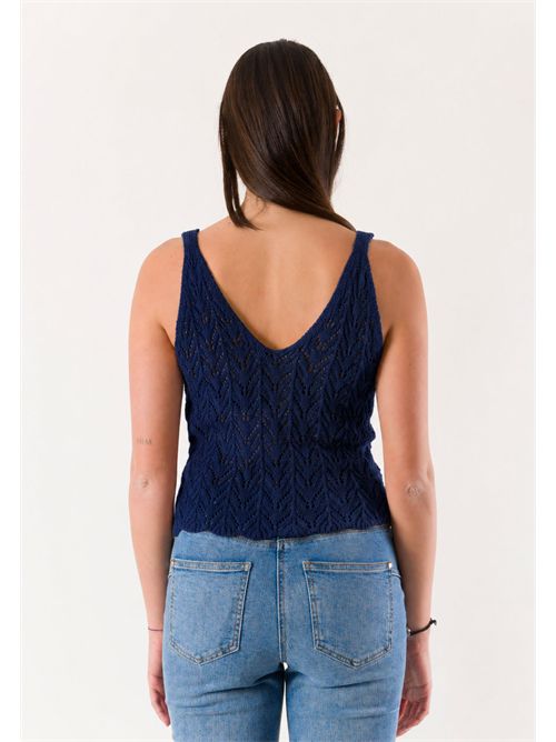 top con ricami  A0783 MESANGE | A0783BLU