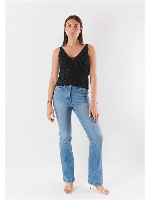 top con ricami  A0783 MESANGE | A0783NERO