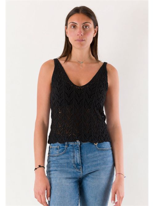 top con ricami  A0783 MESANGE | A0783NERO