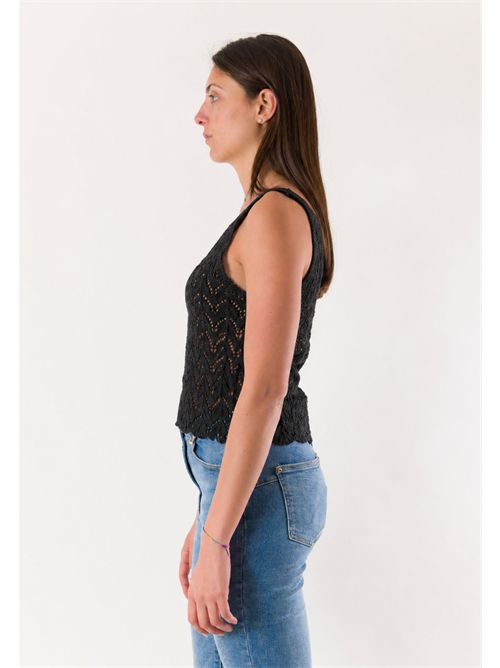 top con ricami  A0783 MESANGE | A0783NERO