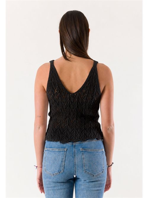 top con ricami  A0783 MESANGE | A0783NERO