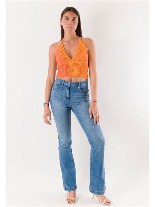 top corto con ricami A24183 MESANGE | A24183ARANCIO