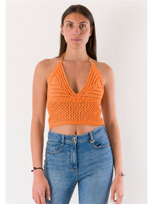top corto con ricami A24183 MESANGE | A24183ARANCIO