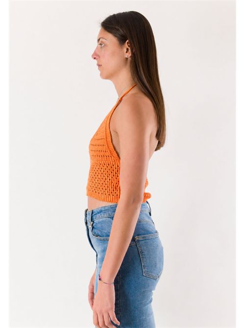 top corto con ricami A24183 MESANGE | A24183ARANCIO