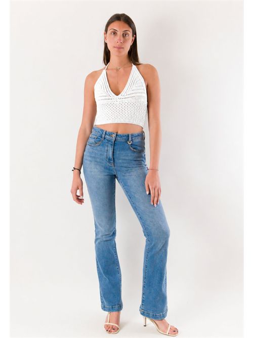 top corto con ricami A24183 MESANGE | A24183BIANCO