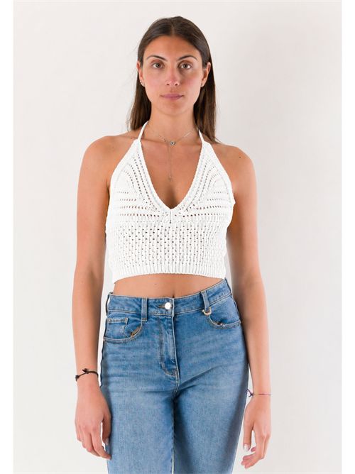 top corto con ricami A24183 MESANGE | A24183BIANCO