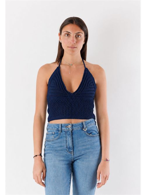 top corto con ricami A24183 MESANGE | A24183NAVY