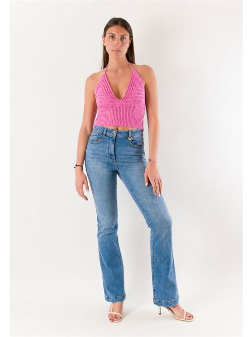 top corto con ricami A24183 MESANGE | A24183ROSA