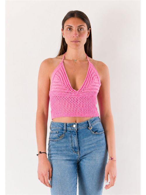 top corto con ricami A24183 MESANGE | A24183ROSA