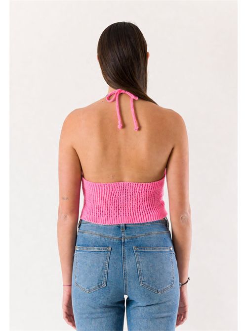 top corto con ricami A24183 MESANGE | A24183ROSA