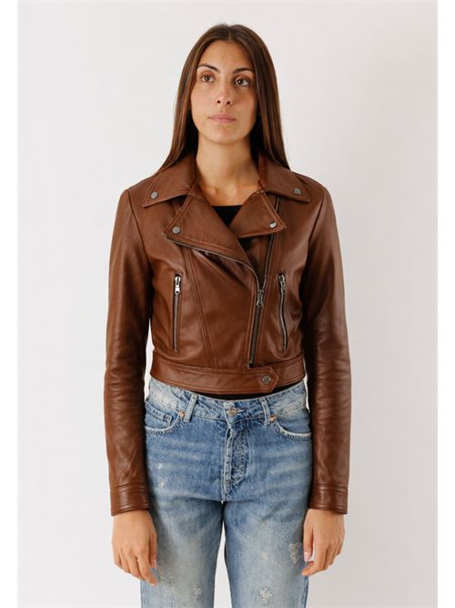 Short jacket in 100% leather GB1911 MESANGE | GB1911MARRONE SCURO