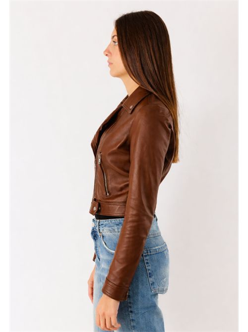 Short jacket in 100% leather GB1911 MESANGE | GB1911MARRONE SCURO